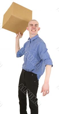 Man and cardboard