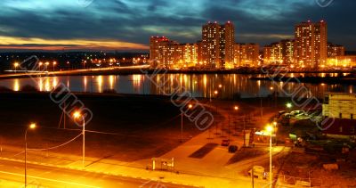 A new moscower district at night A new moscower district at night
