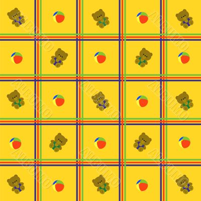 Yellow, cellular background with toys