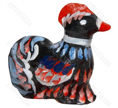 primitive ukrainian folk clay toy cock figurine