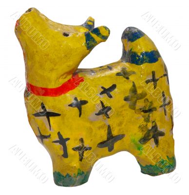 primitive ukrainian folk clay toy cow figurine