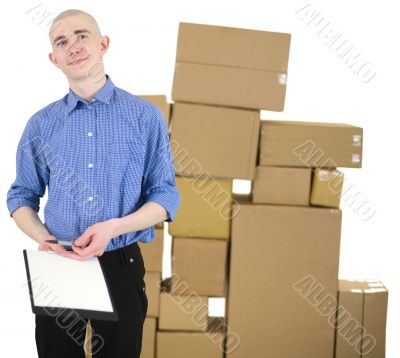 Courier and cardboard boxes