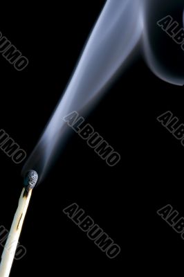 match with smoke closeup