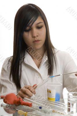 Female student at the education in chemistry Female student at the education in chemistry