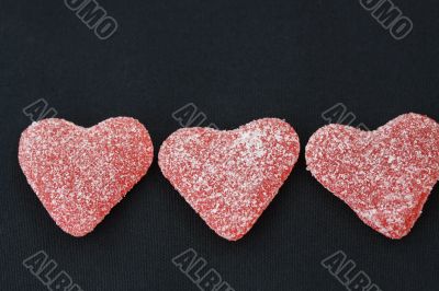 red heart shaped sweets