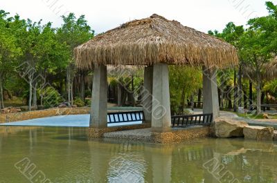 Pavilion with thatch roof