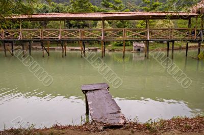 Wood arbor and walk bridge