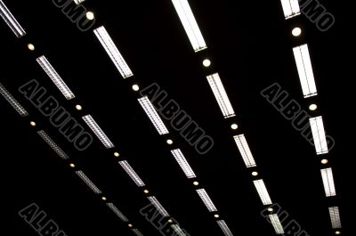 Row of fluorescent lamps