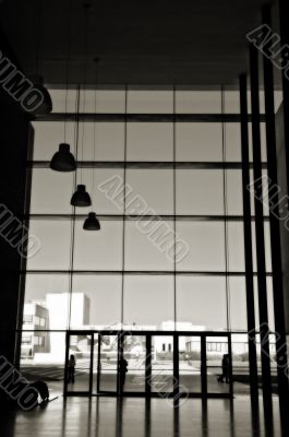 Silhouette at office building Silhouette at office building