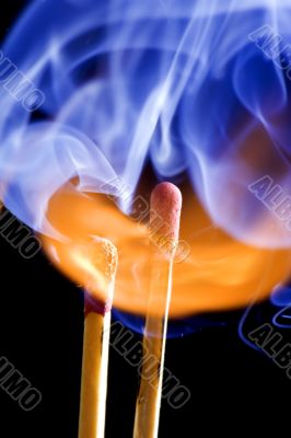 match on fire close up match on fire close up
