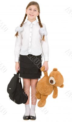 Girl and toy bear