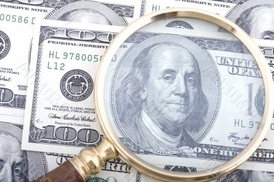 magnifier with money macro