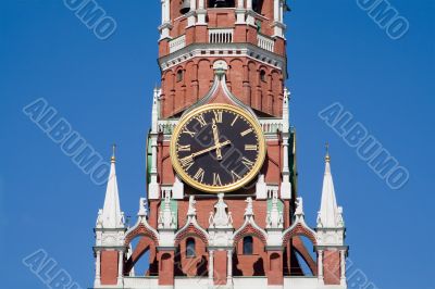 Clock on the Kremlin tower in Moscow