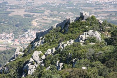 Panoramic view of Morrish Castle. Sintra Portugal