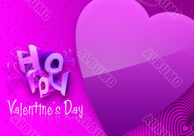 Violet Valentine`s Day Illustrated Heart