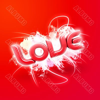 3D illustration of the word Love Red