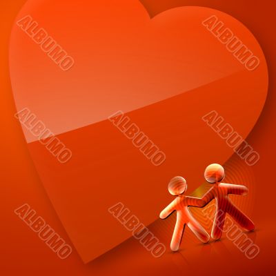 Valentines Day Illustrated Heart and Couple II