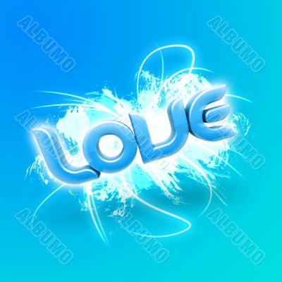3D illustration of the word Love Blue