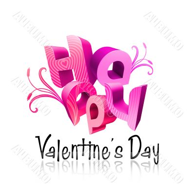 Happy Valentine`s Day Illustrated Types III Pink
