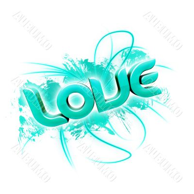 3D illustration of the word Love Green 2