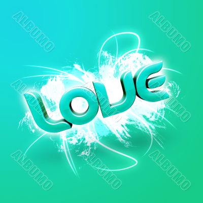 3D illustration of the word Love Green