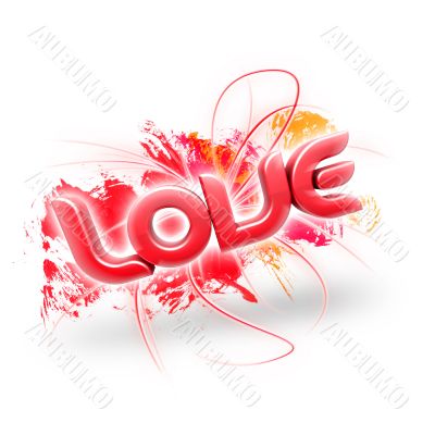 3D illustration of the word Love Red 2