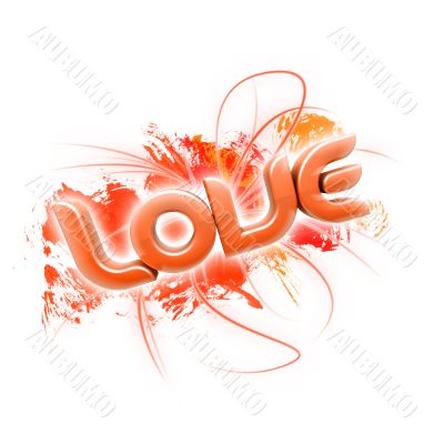 3D illustration of the word Love Orange 2