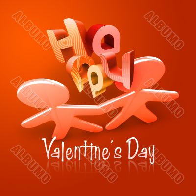 Happy Valentine`s Day Illustrated Couple I