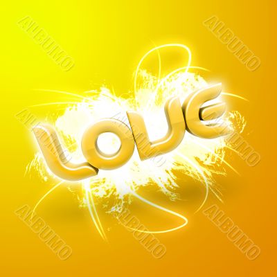 3D illustration of the word Love Yellow