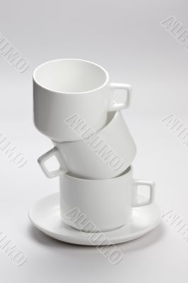 Empty white coffee cups
