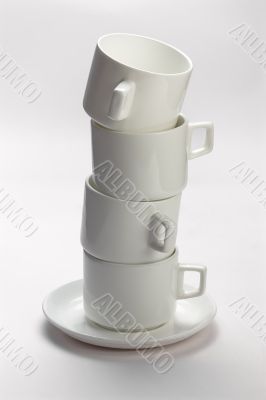 Empty white coffee cups