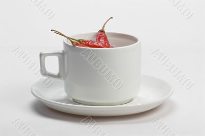 Red chilly in white cup