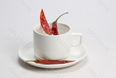 Red chilly in white cup