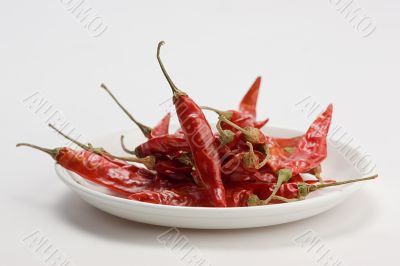 Red chilly in white plate