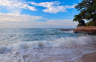 Sea wave on the sand