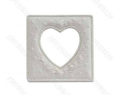 White Heart Shaped Frame on White White Heart Shaped Frame on White
