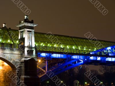 Highlighted bridge construction at night. Highlighted bridge construction at night.
