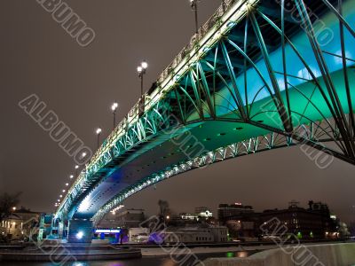 Bridge over the Moscow river at night