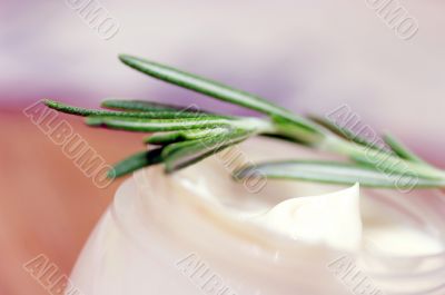 cream with leaf of lavender.
