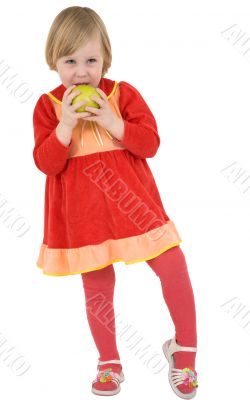 Little girl and green apple