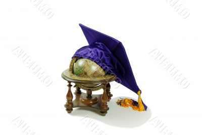 Graduation mortar board and globe