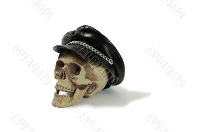 Biker cap on skull