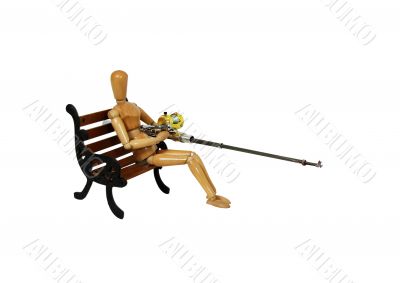 Relaxing on bench with fishing pole