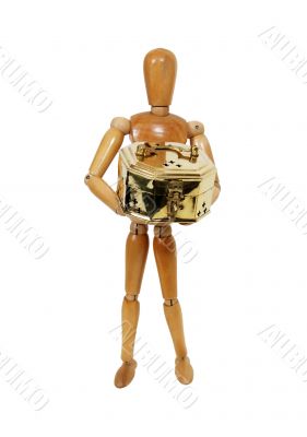 Person holding a golden box