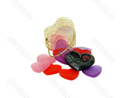 Gold Metal basket of hearts