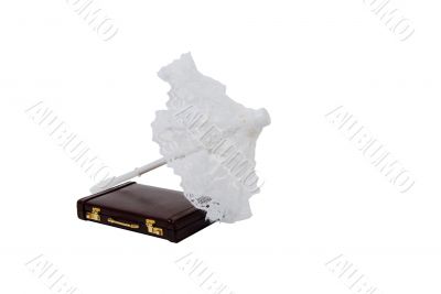 Briefcase and lace parasol Briefcase and lace parasol