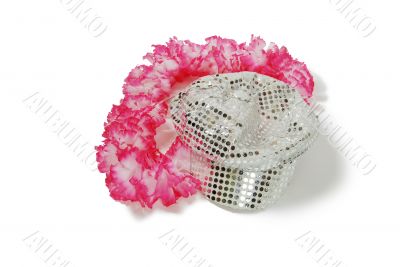 Pink and white Lei with sparkle cap