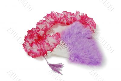Lei and feather fan