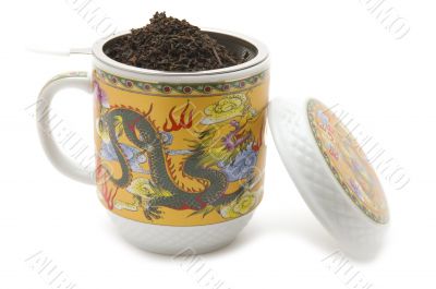 painted cup of tea on white