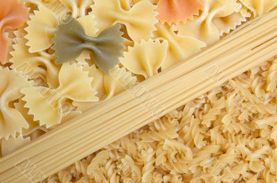 Colorful mixed picture with spaghetti and noodles. Colorful mixed picture with spaghetti and noodles.